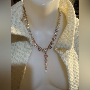 Vintage Monet crystal flower necklace